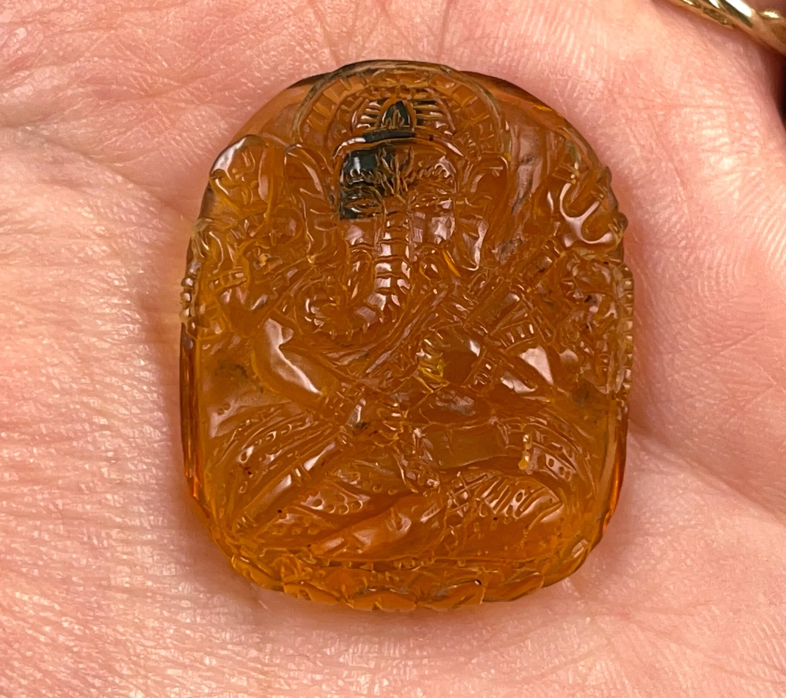 AMBER Crystal Ganesha - Crystal Carving, Housewarming Gift, Home Decor, Healing Crystals and Stones, 52697