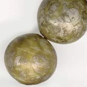 b11-yo-0827 Vintage speckled light mustard yellow rounds. 7 mm. Pkg of 20