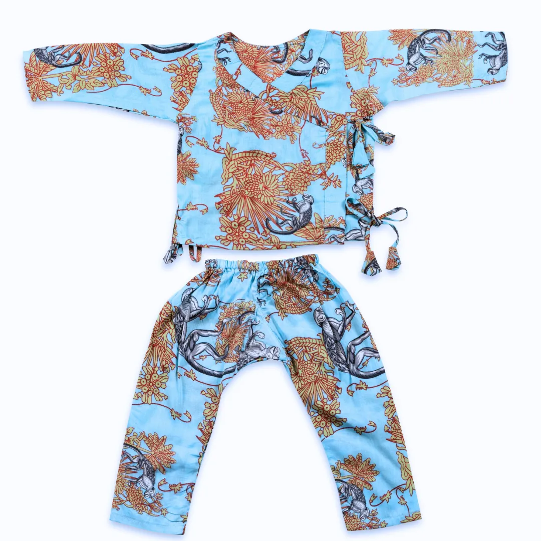 Baby Co-ord Set | Funky Monkey Blue | 0-1 Year