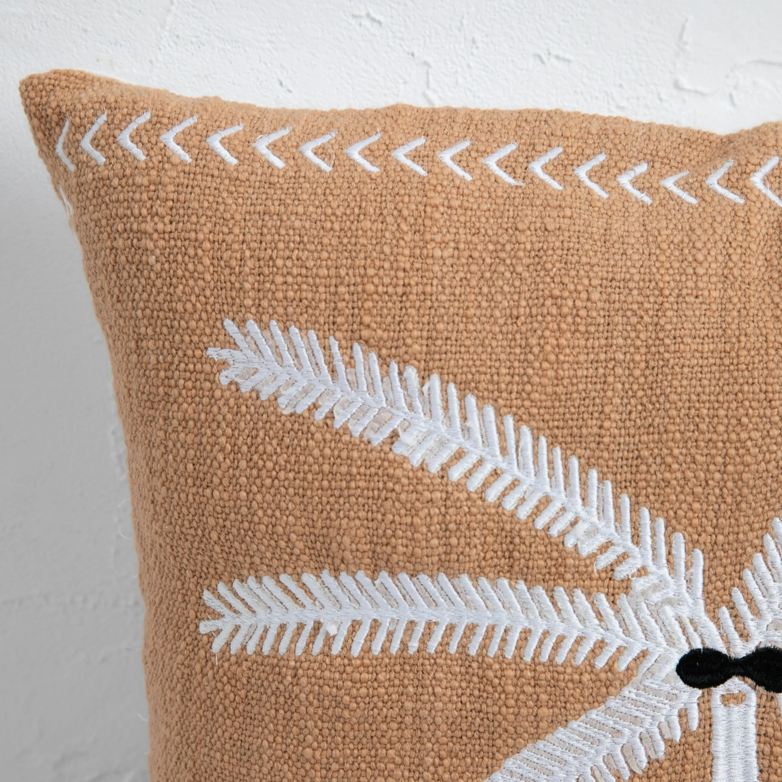 Balmy Palm Cushion - Tan   White