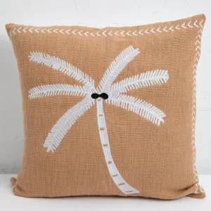 Balmy Palm Cushion - Tan   White