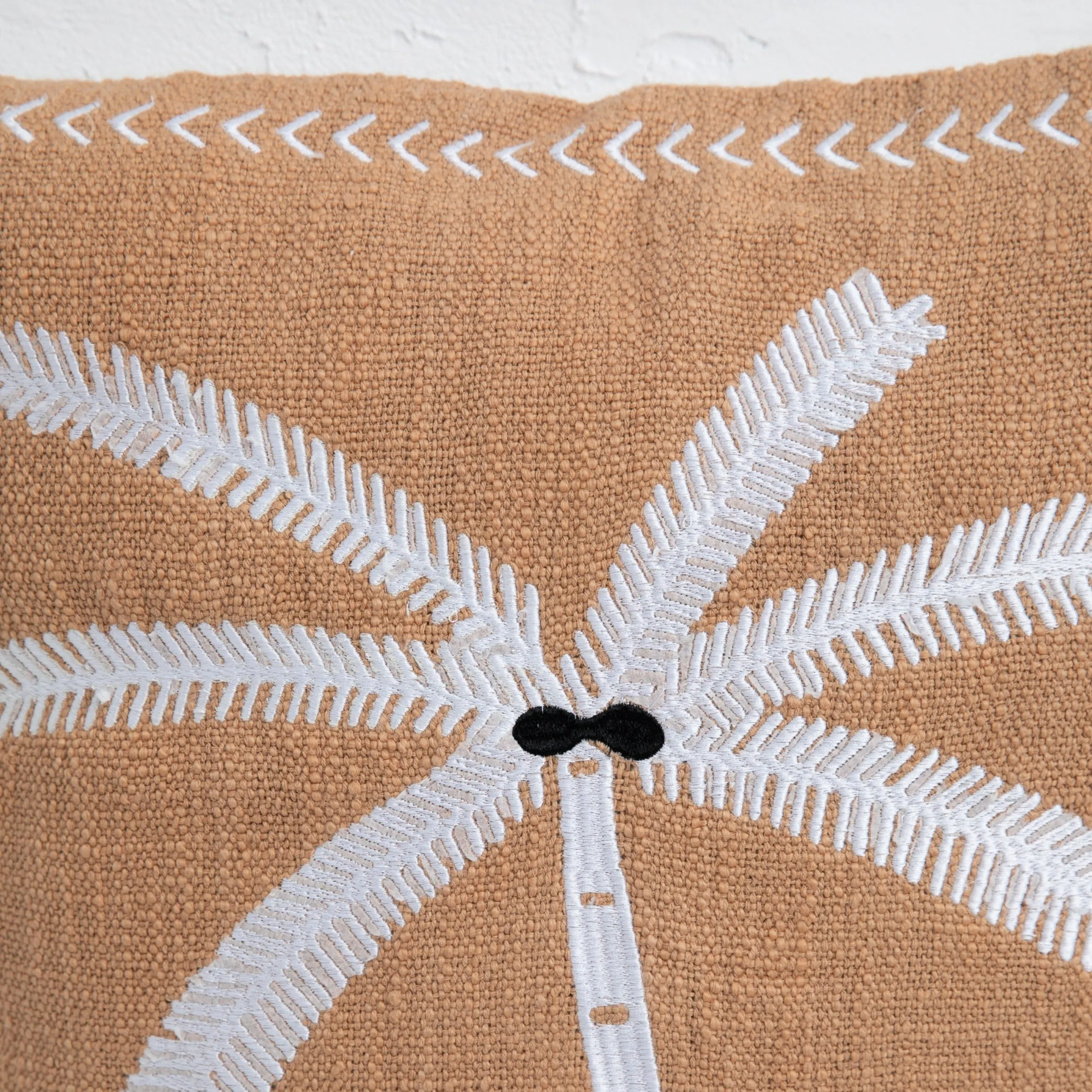Balmy Palm Cushion - Tan   White