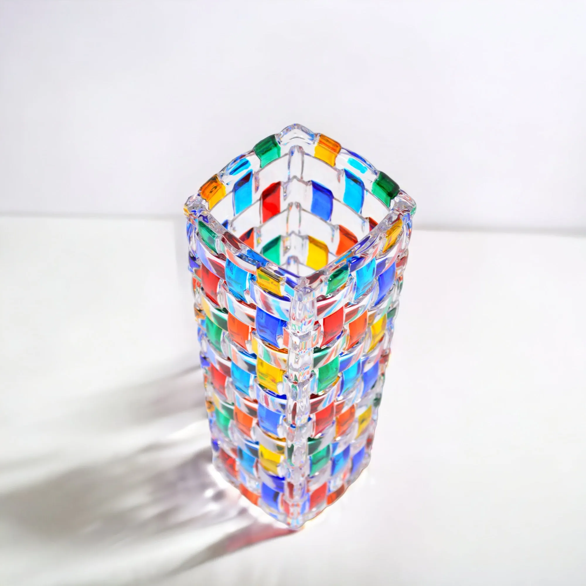Bossanova Bud Vase, Hand Painted Italian Crystal, Made in Italy