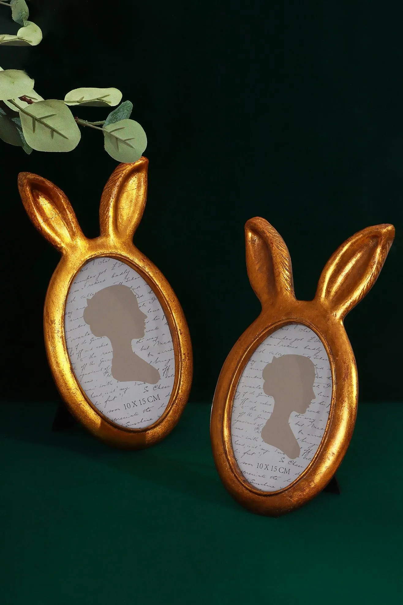 Bunny Ear Elegance Gold Oval Photo Frames