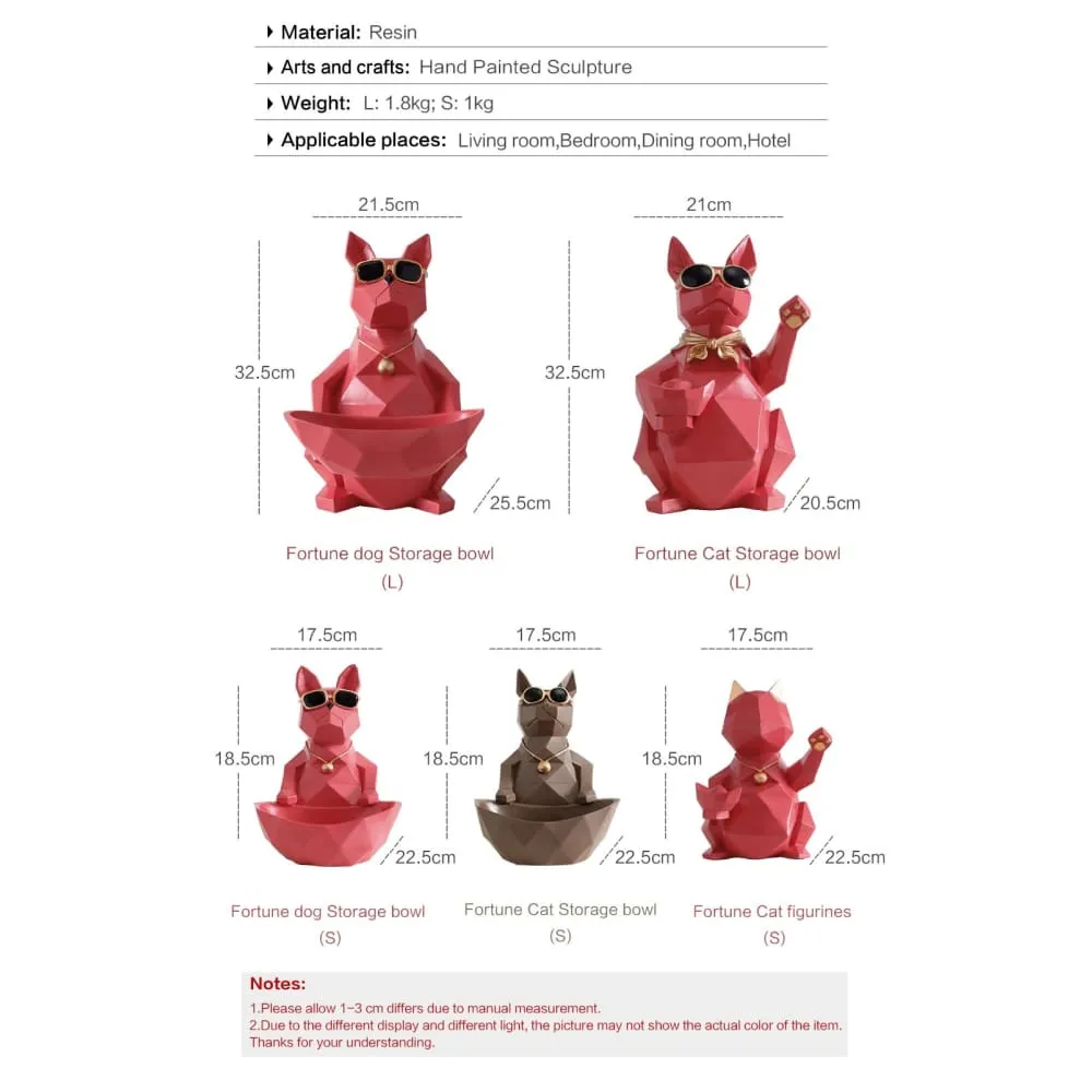Cat Dog Figurines Resin Miniature Cute Ornaments for Home Office Decoration