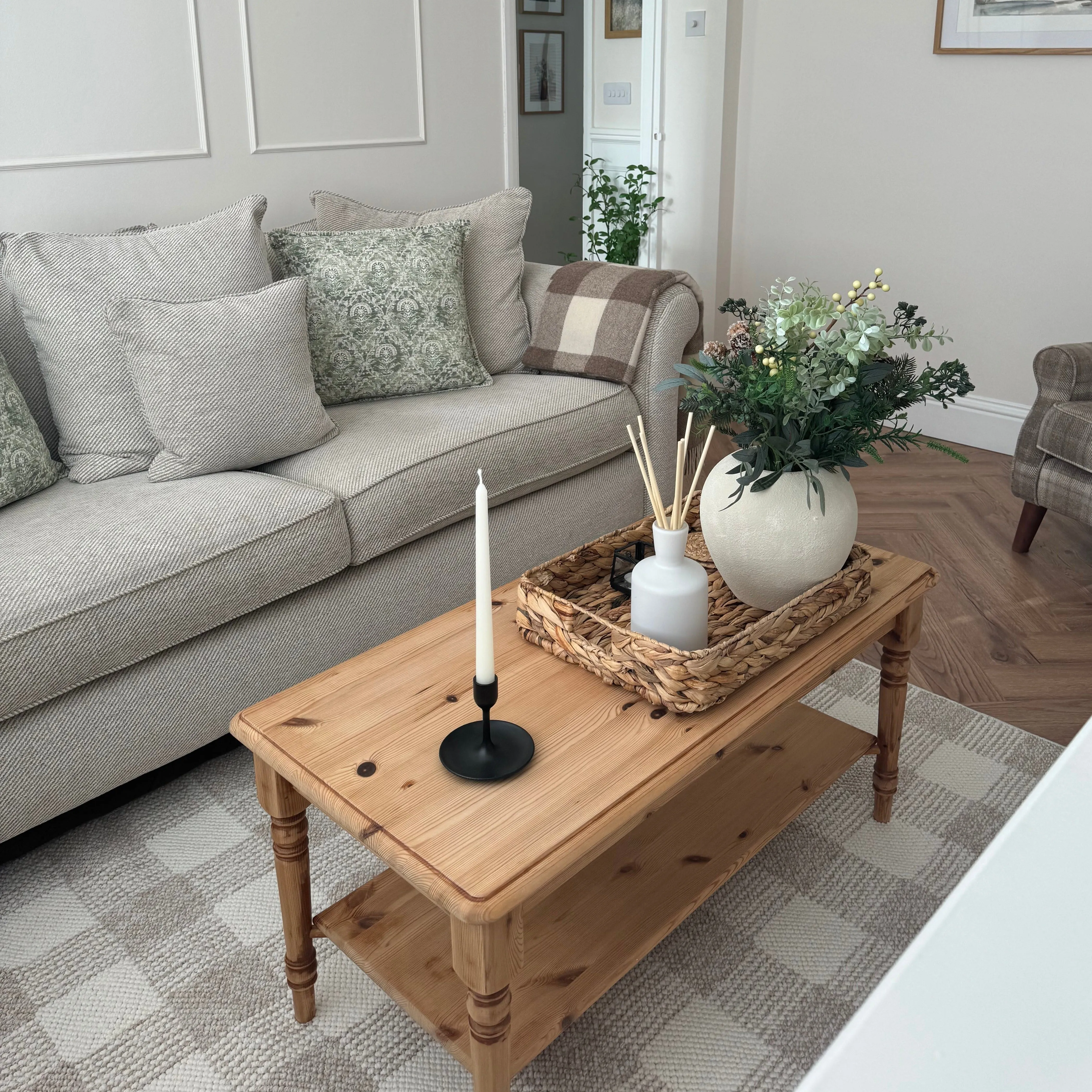 Chunky Beige Wool Style Rug - Etta