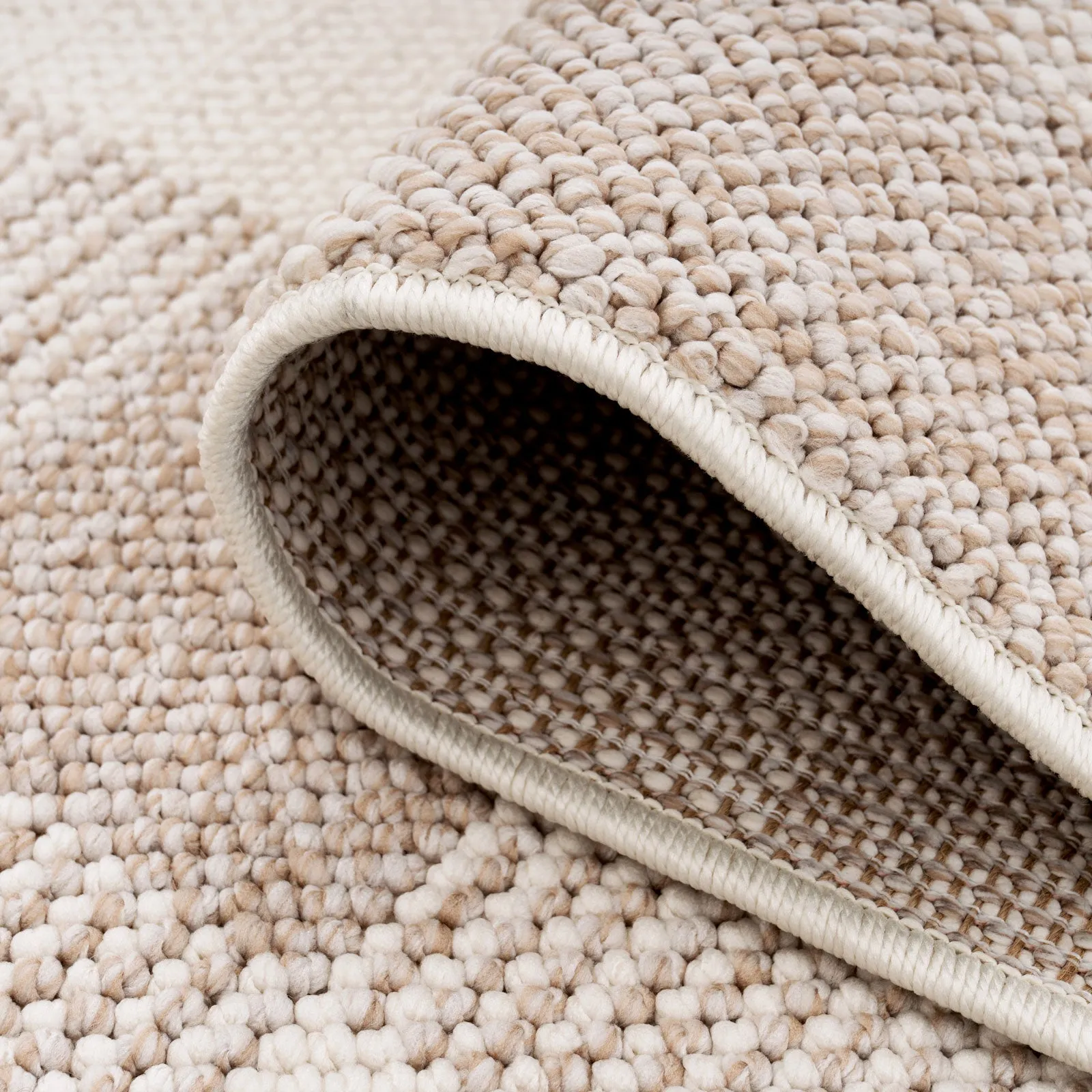 Chunky Beige Wool Style Rug - Etta