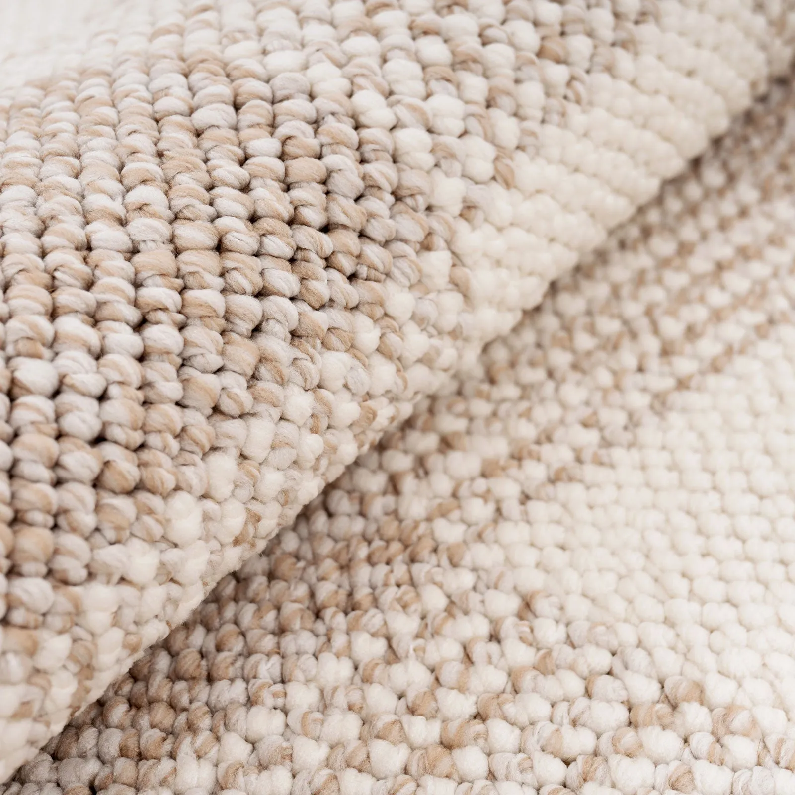 Chunky Beige Wool Style Rug - Etta