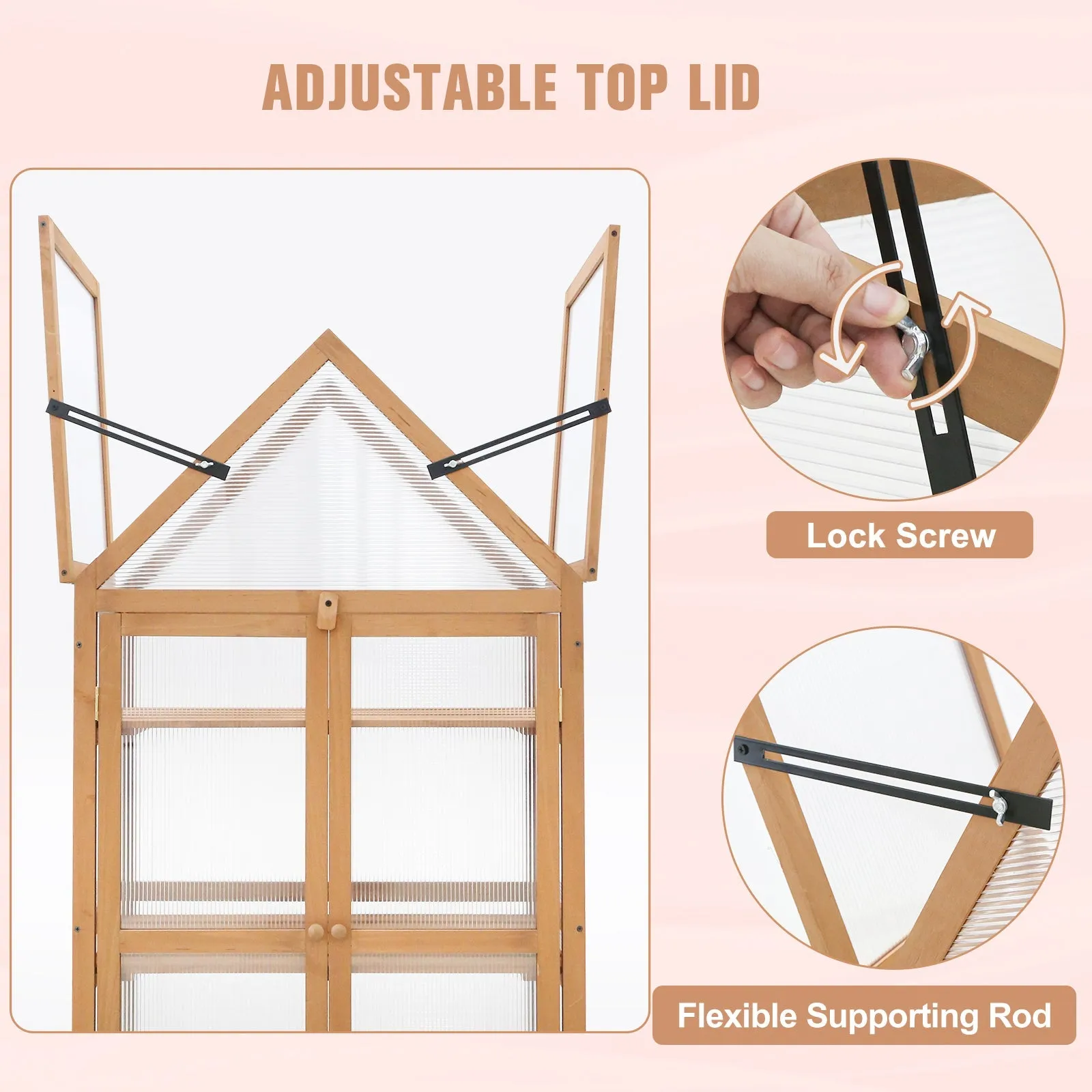 Garden Cold Frame Greenhouse with Adjustable Shelf, 27x16x52 in