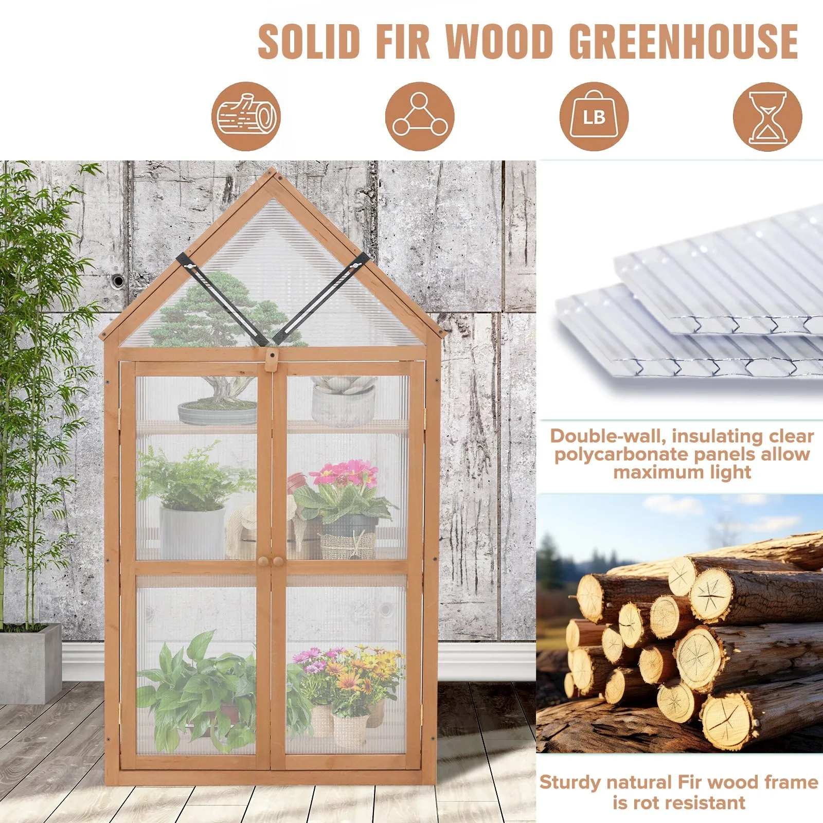 Garden Cold Frame Greenhouse with Adjustable Shelf, 27x16x52 in