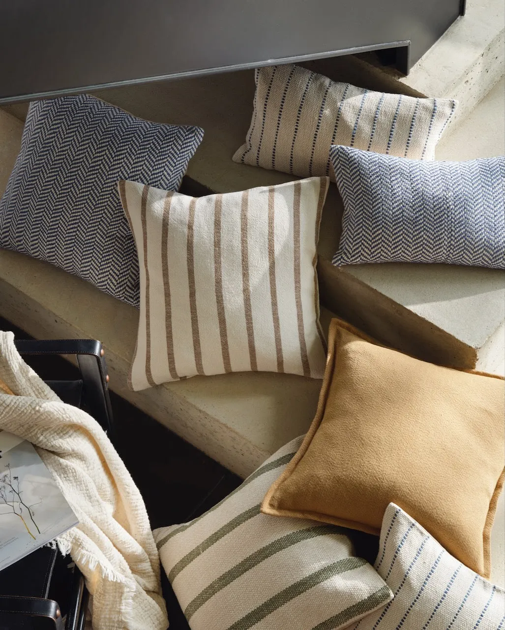 Green & Cream Stripe Cushion Cover