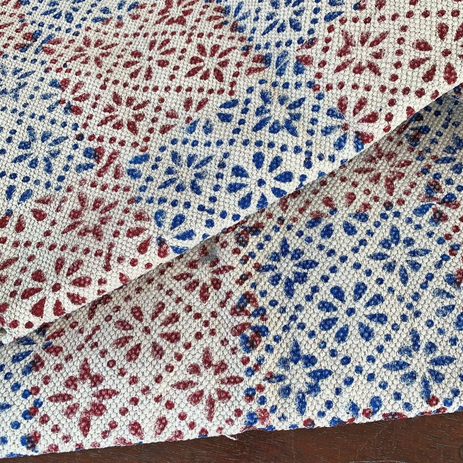 Handmade Beautiful Floral Block Print Cotton Dari Carpet