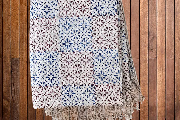 Handmade Beautiful Floral Block Print Cotton Dari Carpet