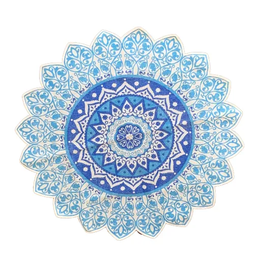 Handmade Blue Mandala Block Print Cotton Dhurrie Carpet Rug