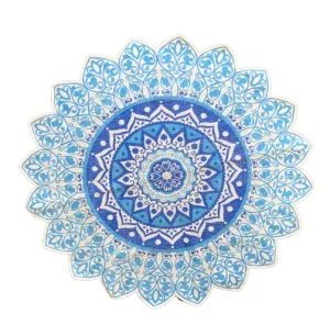 Handmade Blue Mandala Block Print Cotton Dhurrie Carpet Rug