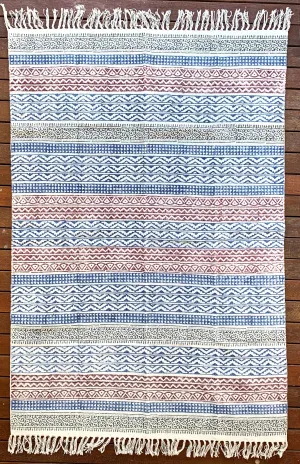 Handmade Geometrical Block Print Cotton Dari Carpet