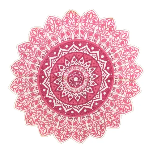 Handmade Pink Mandala Block Print Cotton Dhurrie Carpet Rug