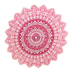 Handmade Pink Mandala Block Print Cotton Dhurrie Carpet Rug