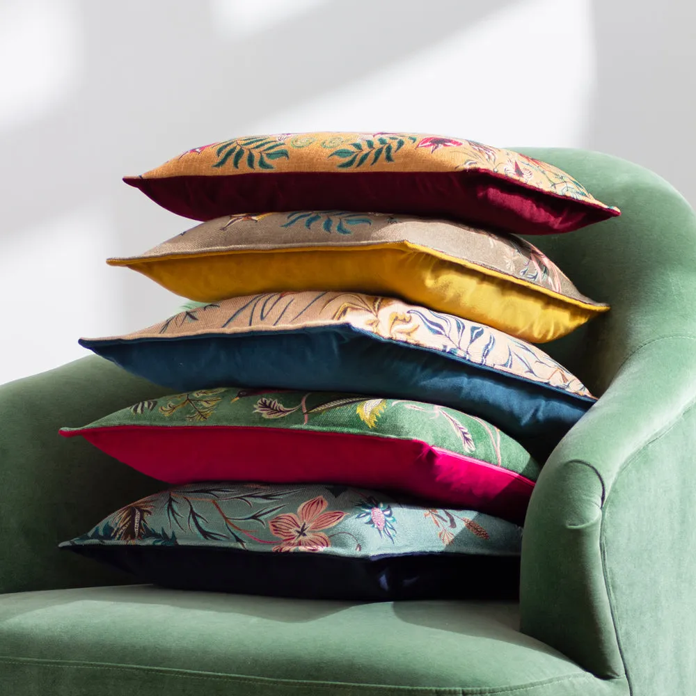 Holland Park Duo Rectangular Peacock Cushion Ochre