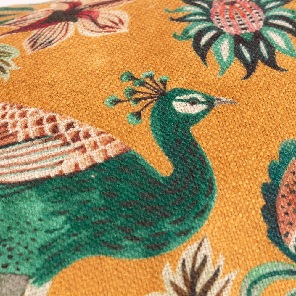 Holland Park Duo Rectangular Peacock Cushion Ochre