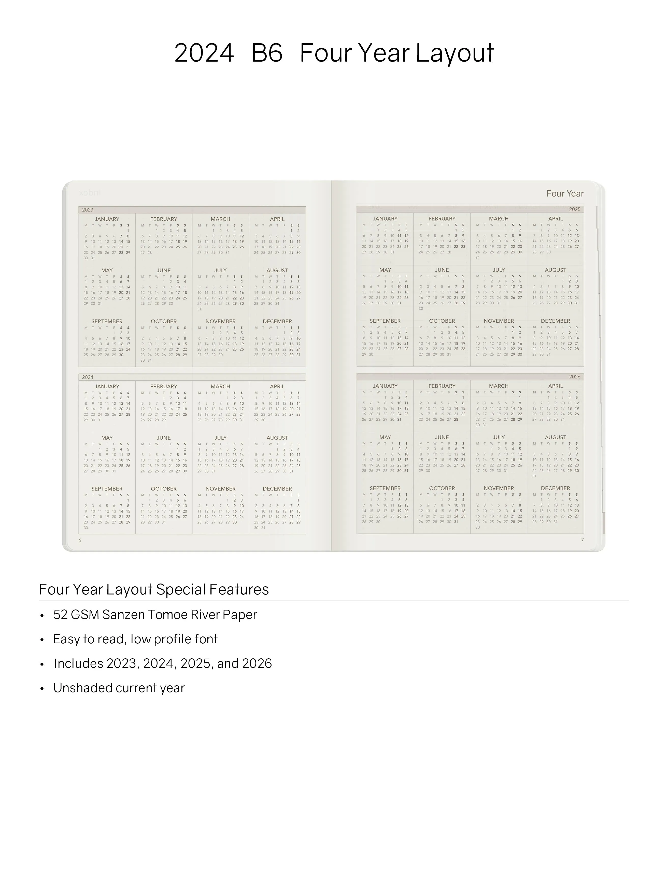 IMPERFECT | 2024 B6 Weekly Planner - 52gsm Tomoe River Paper (Stacked Weekends)