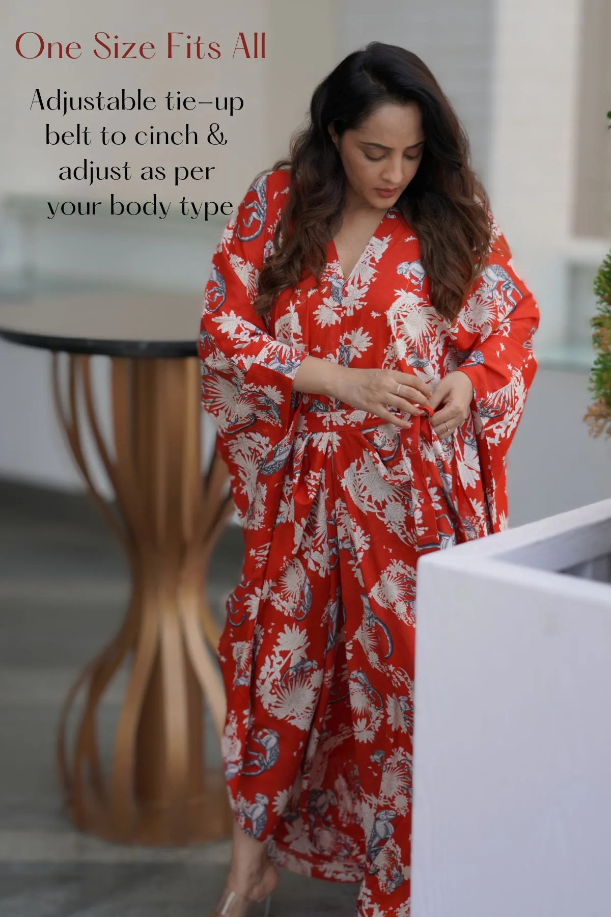 Kaftan Dress Long | Funky Monkey Red