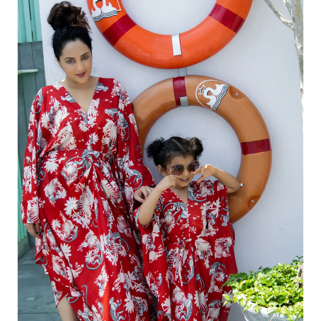 Kaftan Dress Long | Funky Monkey Red