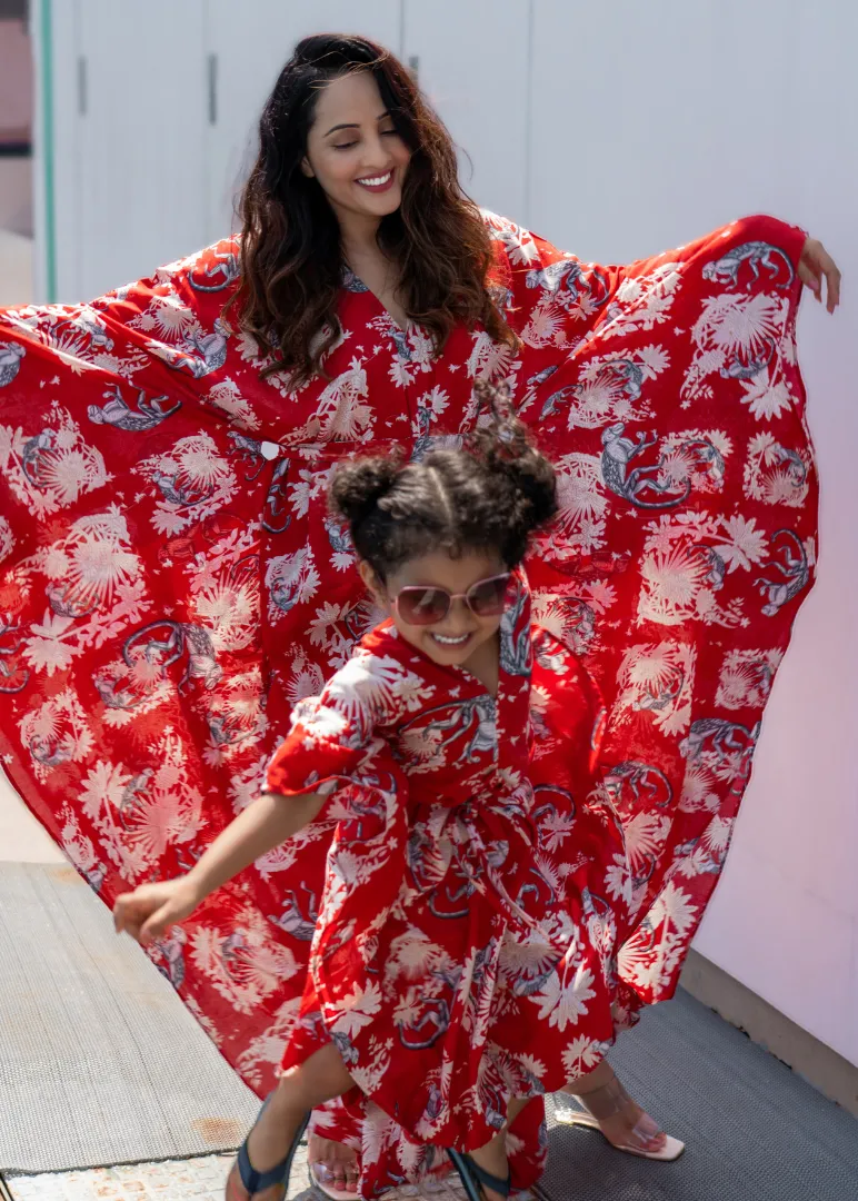 Kaftan Dress Long | Funky Monkey Red