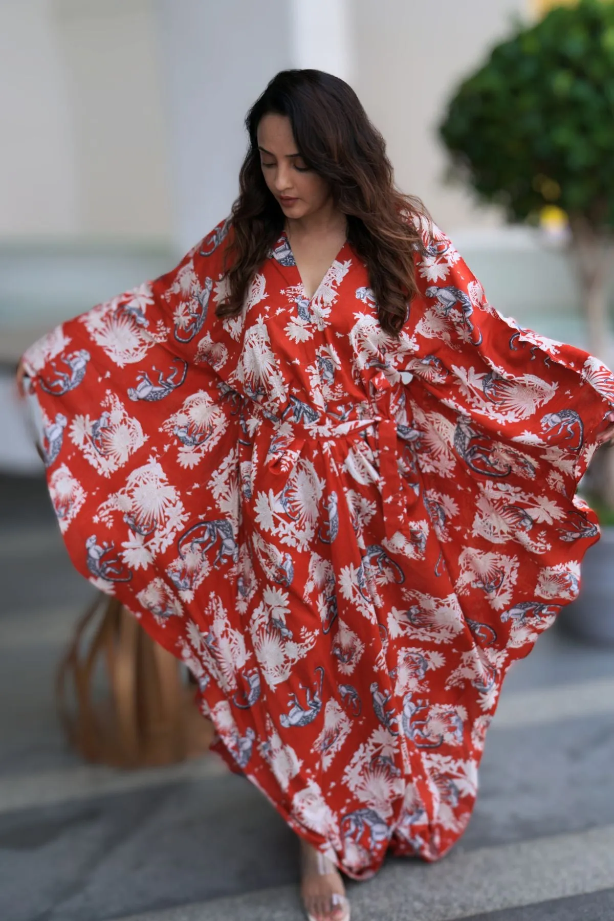 Kaftan Dress Long | Funky Monkey Red