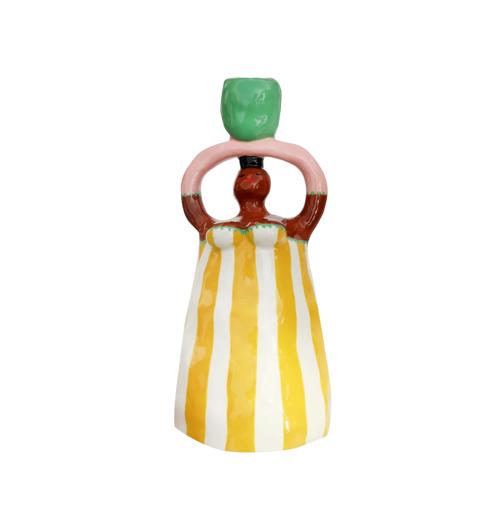 Laetitia Rouget Nina Yellow Stripe Candle Holder