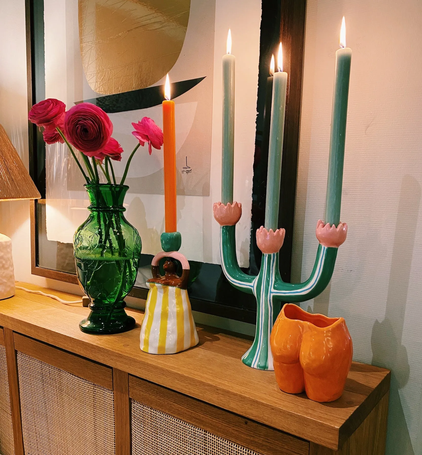 Laetitia Rouget Nina Yellow Stripe Candle Holder