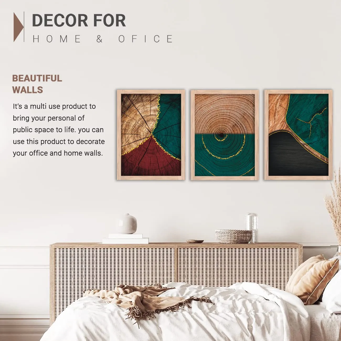 NoWorries Paintings Set of 3 Framed Paintings for Wall Decoration, Bedroom - Framed Wall Posters/Paintings for Living Room with Frame - Wall Paintings/Wall Hanging (11x14inches)