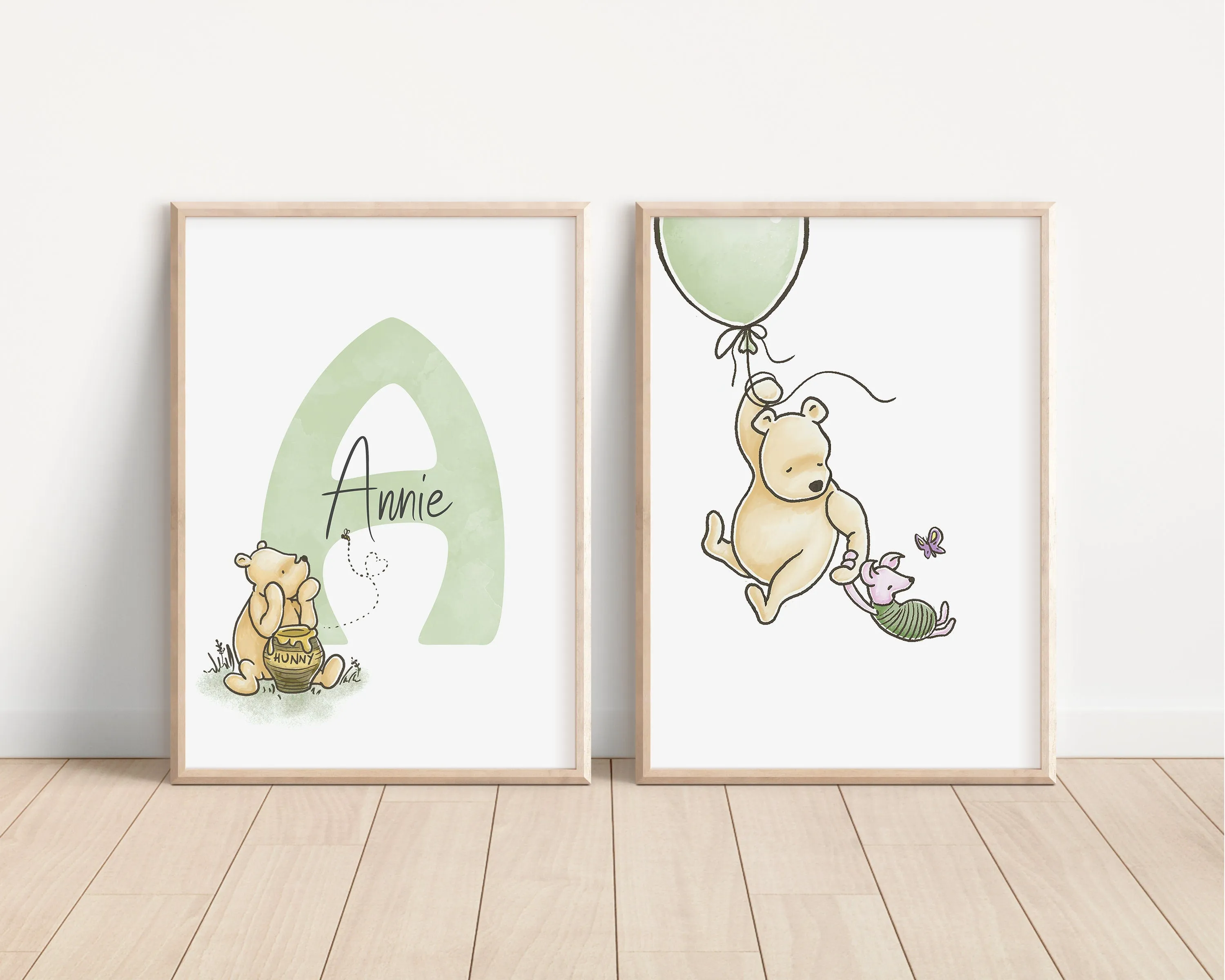 Personalized Set of 2 Classic Winnie-the-Pooh Nursery art prints, Gender Neutral, Winnie-the-Pooh inspirational quotes, new baby gift, 134