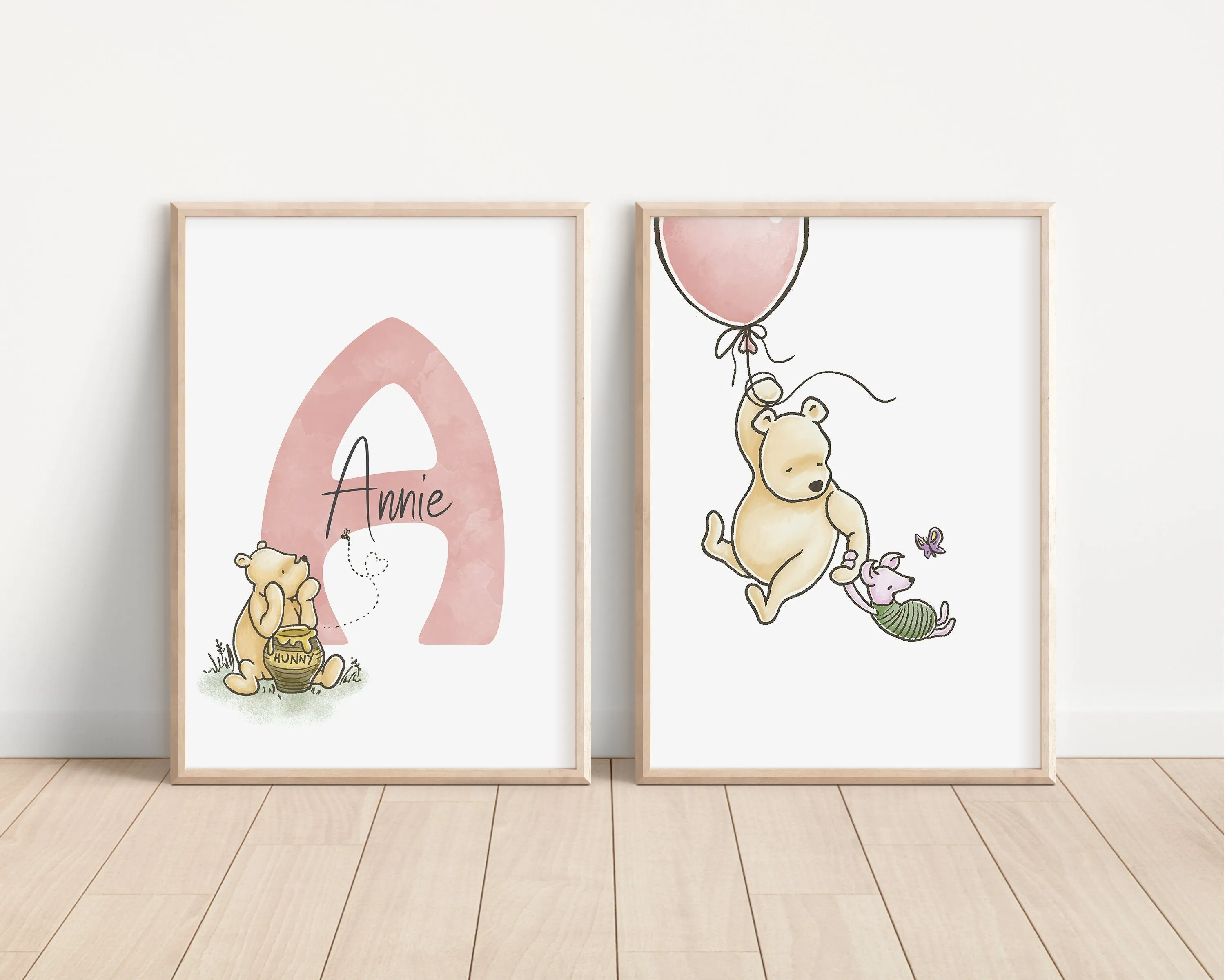 Personalized Set of 2 Classic Winnie-the-Pooh Nursery art prints, Gender Neutral, Winnie-the-Pooh inspirational quotes, new baby gift, 134