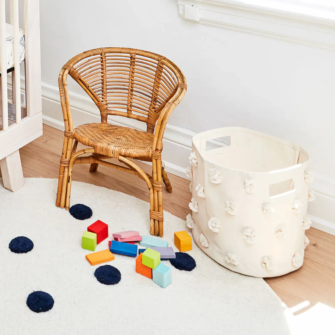 Pom Pom Basket, Natural