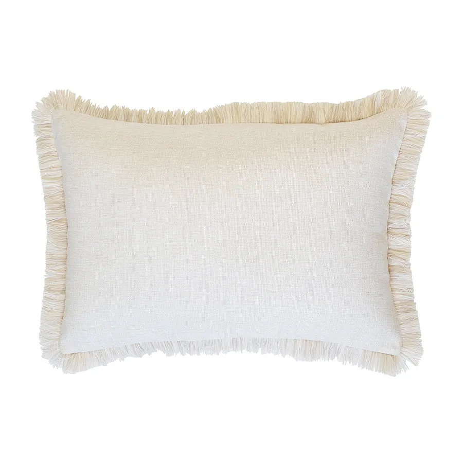 Solid Natural-Coastal Fringe-Cushion Cover-35cm X 50cm