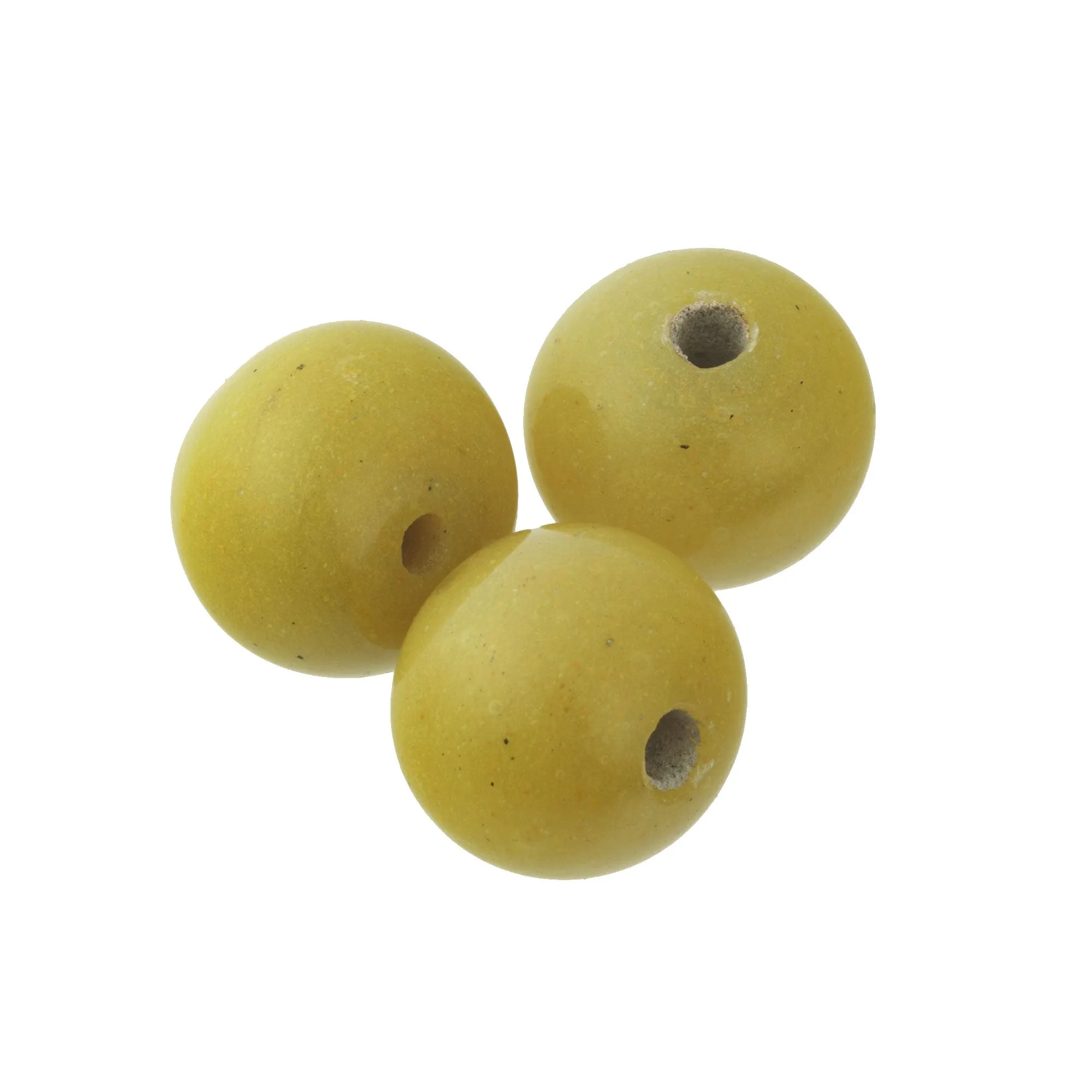 Vintage Chinese wound glass 17.5-20mm round bead in opaque yellow. B11-yo-1049